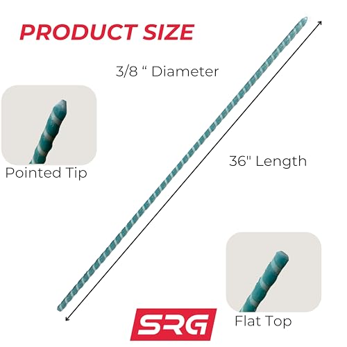 36” inch 3/8" Fiberglass Rebar Ground Stakes(20 pcs) Heavy Duty Never Rust Rebar Stakes for Concrete, Timber, Garden, Plant, Tent. Long Straight Stakes 3/8" Thickness Ground Anchors with Pointed End.