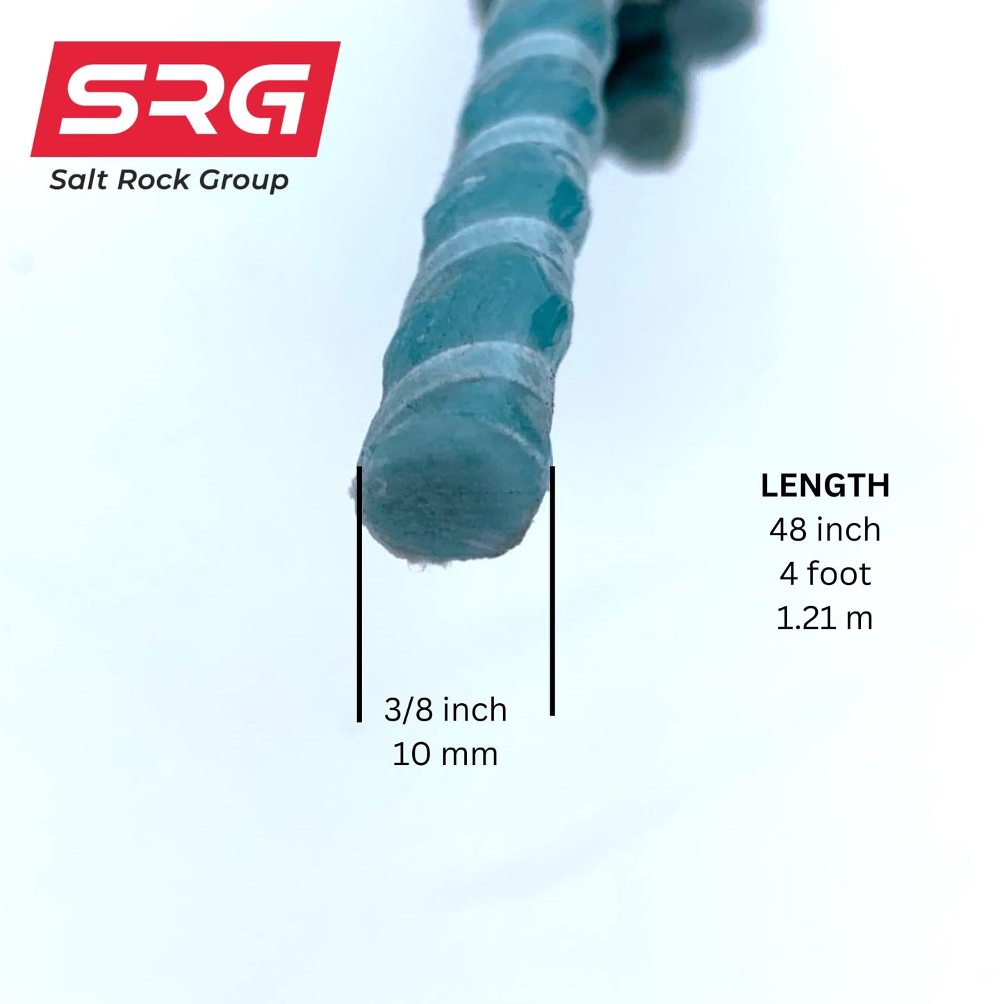 20 Pieces - #3 NS (3/8", 10mm) SRG - Salt Rock Group Non Structural Fiberglass Rebar x 48" Length, Natural