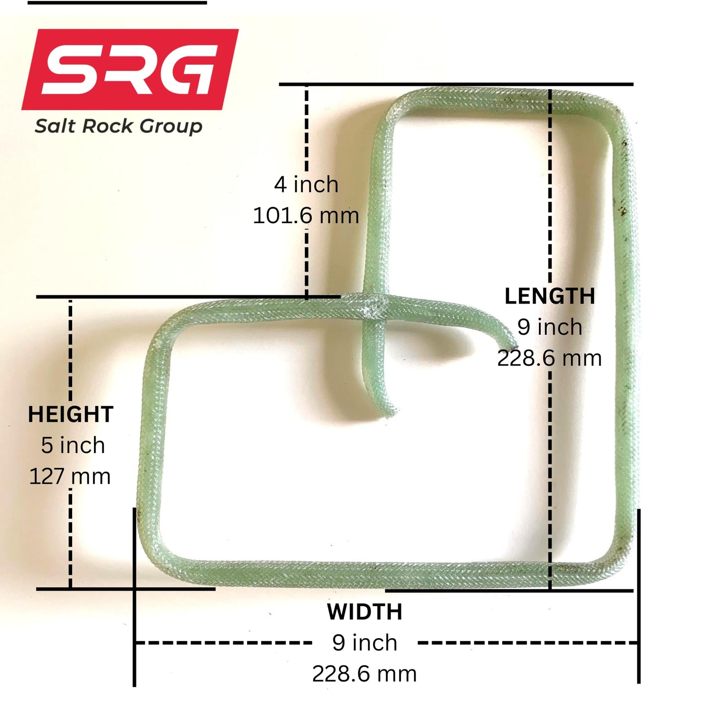 10 Pieces - #3 (3/8",10mm)9" x 9" Inside Corner Stirrup - SRG - Salt Rock Group Fiberglass Rebar, natural