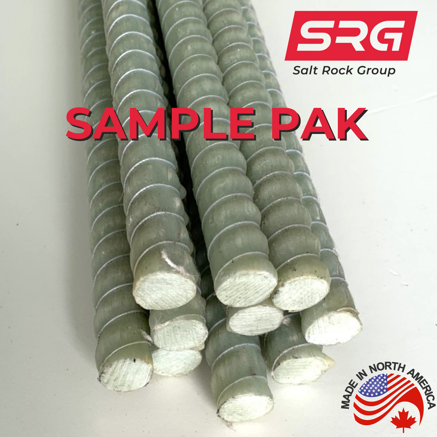 SAMPLE PAK - #3, #3NS, #4, #6 - 12" pcs - SRG - Salt Rock Group Fiberglass Rebar